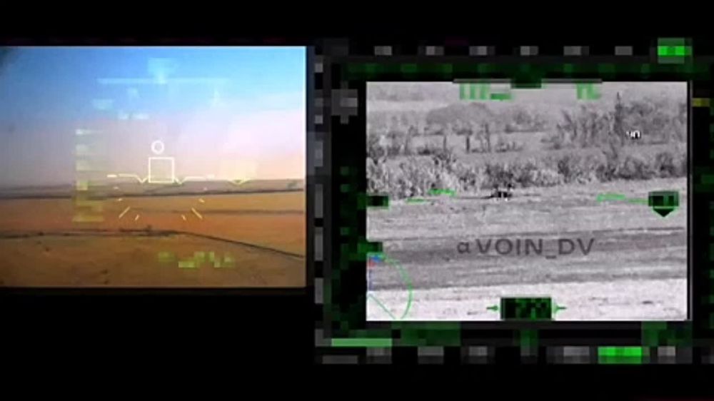 Виталий Киселев: Кадры поражения бронетехники противника ударом ПТРК «Вихрь» с борта вертолета Ка-52 ВКС на Южно-Донецком направлении