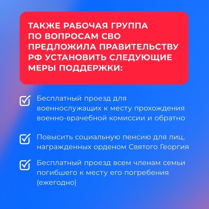 Новые меры поддержки: Президенту РФ представили восьмой доклад Рабочей группы по СВО