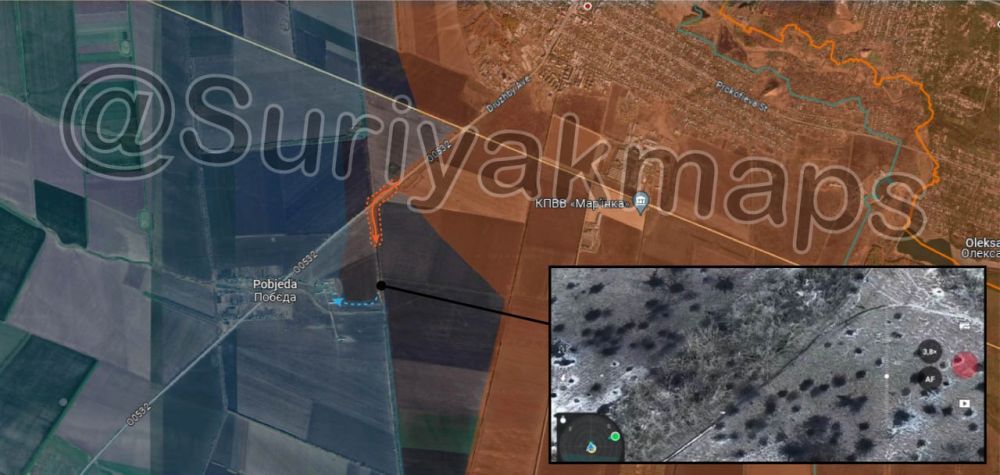 Наши бойцы заняли позиции вдоль дорогие в районе посёлка Победа южнее Марьинки