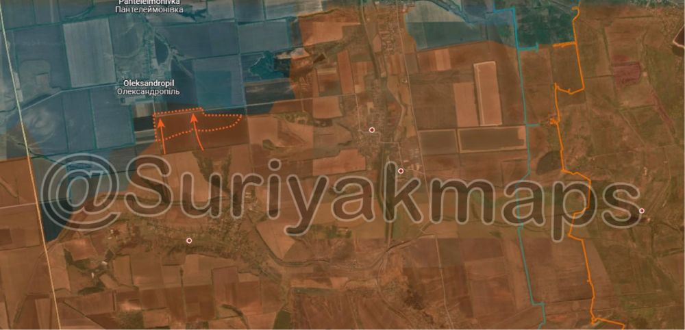 Борис Рожин: Продвижение ВС РФ.. 1. Александрополь (к западу от Нью-Йорка). Также есть сообщения о подвижках к северу от Архангельского в нашу пользу + о продвижении к Розовке. Участок к северо-востоку от Очеретино снова ожил