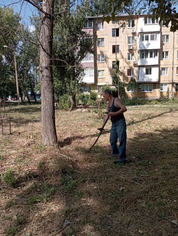 Василий Ткачук: Силами МУП АГД "Управляющая компания Калининского района г.Донецка" продолжаются работы по наведению санитарного порядка на придомовых территориях многоквартирного жилого фонда Калининского внутригородского района города Донецка