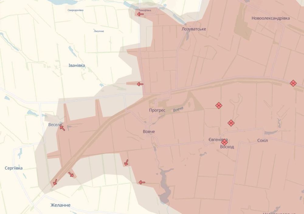Deep State: Войска РФ освободили Тимофеевку и продвинулись вблизи Красногоровки, Пантелеймоновки, Ивановки, Желанного, Веселого и в Нью-Йорке