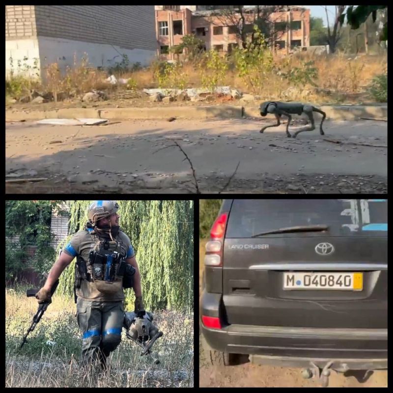 Борис Рожин: На днях тиктокеры из группы «Курт» 28-й отдельной механизированной бригады ВСУ применили робота-собаку Unitree Go2 Pro на окраинах Торецка