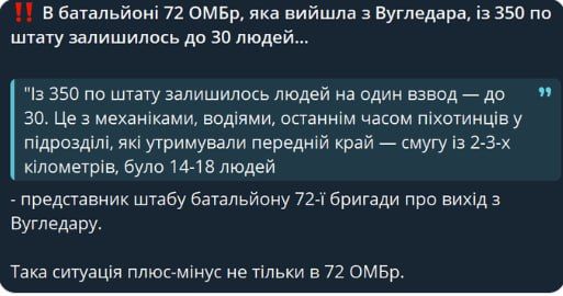 Борис Рожин: Для понимания размера потерь 72-й омбр ВСУ под Угледаром