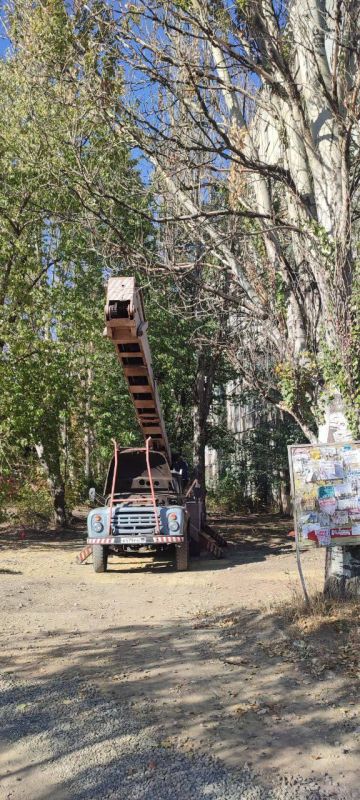 Василий Ткачук: Сегодня, 10 октября, силами МУП АГД "Управляющая компания Калининского района г.Донецка" выполнены работы по кронированию и спилу деревьев, на придомовой территории жилого дома по адресу :