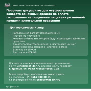 Возврат денежных средств по оплате государственной пошлины на получение лицензии розничной продажи алкогольной продукции