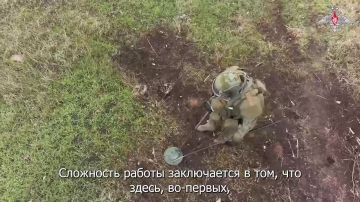 Минобороны России: Специалисты отдельного инженерно-саперного батальона 20-й гвардейской мотострелковой дивизии группировки войск «Южная» разминируют местность после активных боевых действий