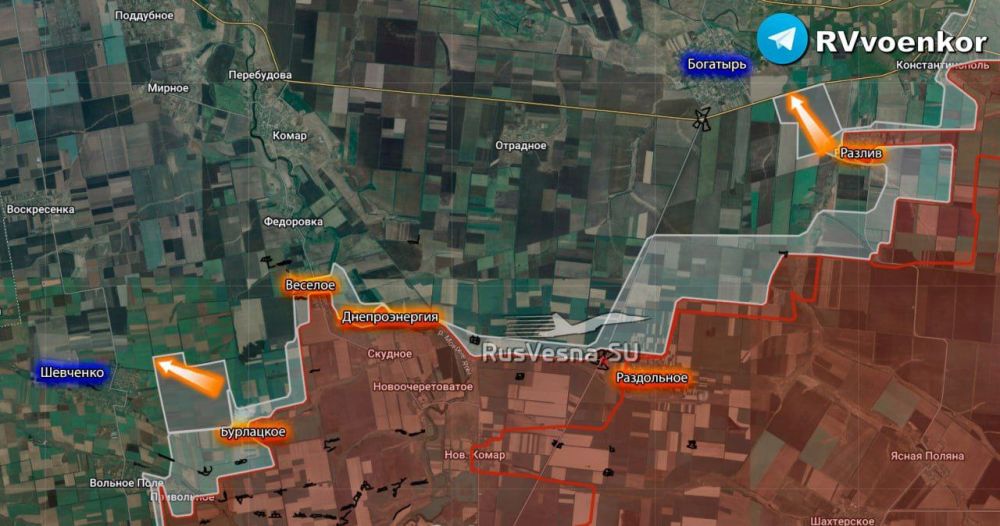 Армия России широким фронтом прорывается с юга к Днепропетровской области