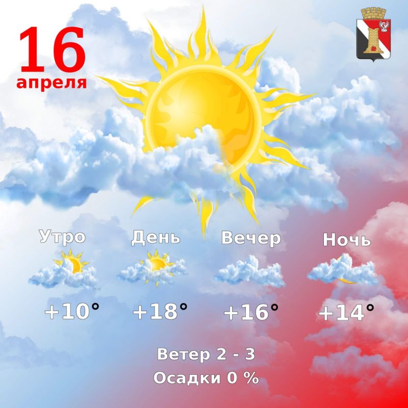 Игорь Мартынов: Погода 16 апреля в городском округе Енакиево!