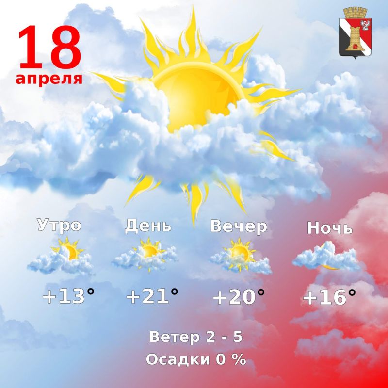 Игорь Мартынов: Погода 18 апреля в городском округе Енакиево!