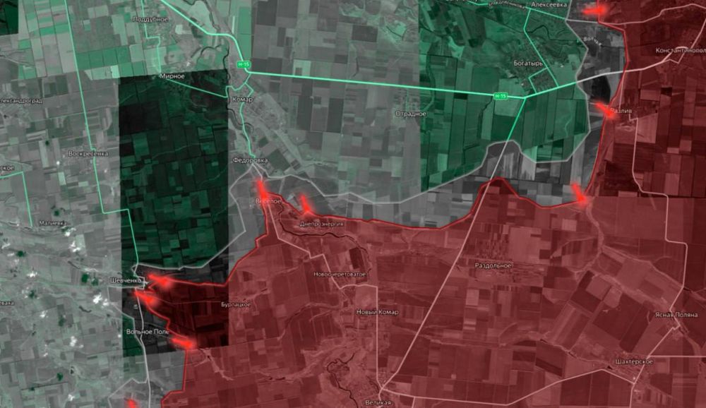 «На Кураховском направлении ВСУ предприняли серию контратак, пытаясь вытеснить российские подразделения с позиций, занятых ими северо-западнее Разлива и южнее Богатыря, однако атаки успеха не принесли