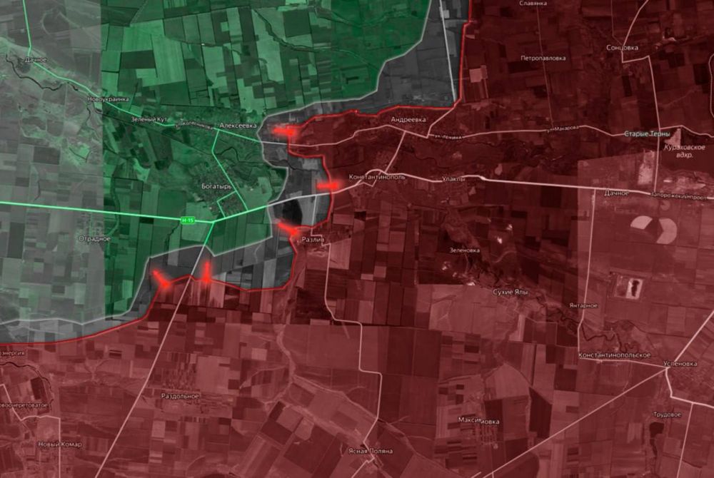 «На Кураховском направлении ВС РФ продвинулись на 1,5 км вдоль дамбы к восточной окраине населённого пункта Богатырь, по которому наносит удары авиация ВС РФ