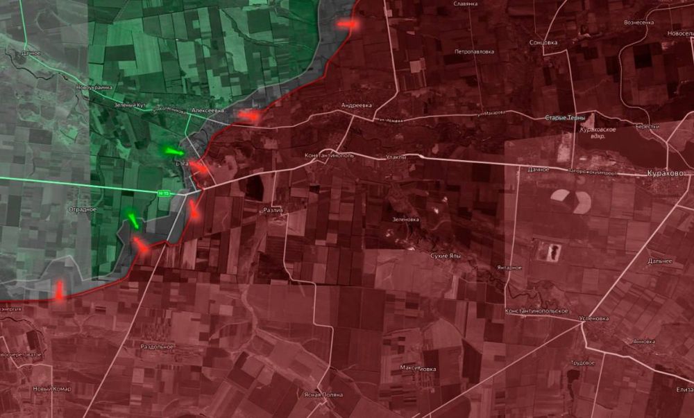 «На Кураховском направлении продолжаются бои на окраинах Богатыря — контроль за селом частично за ВСУ, частично за ВС РФ. Обе стороны активно применяют артиллерию и FPV-дроны