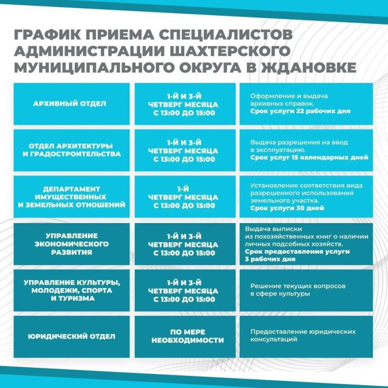 График работы мобильного офиса в Ждановке