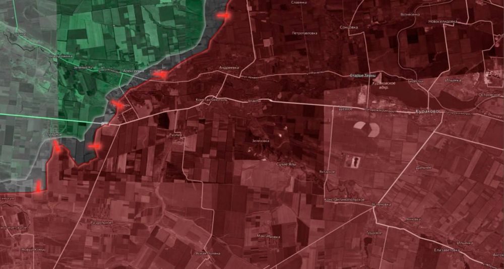 «На Кураховском направлении ВС РФ вплотную приблизились к юго-восточной части Отрадного, после чего начались бои за сам населенный пункт