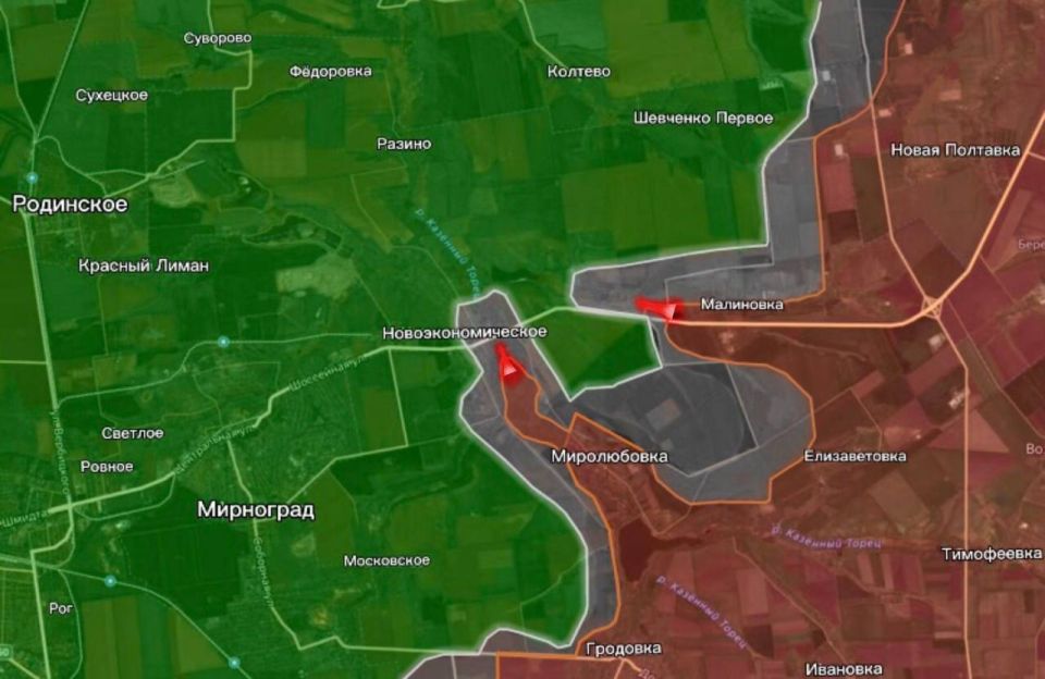 «На Покровском направлении российские войска потеснили ВСУ из Николаевки, и таким образом вышли к населенному пункту Новоэкономическое с востока