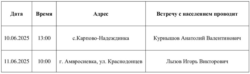 Информация для жителей Амвросиевского муниципального округа