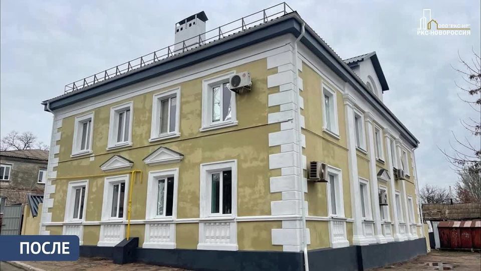 В Мариуполе восстановили двухэтажный дом с пилястрами на улице Котовского