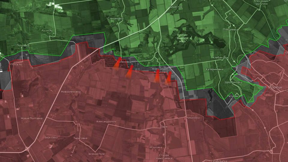 «На Торецком направлении ВС РФ продвинулись в населенном пункте Яблоновка, а именно - в западной части вдоль двух улиц севернее и южнее реки Бычок