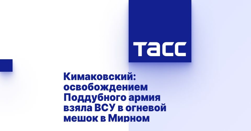 Кимаковский: освобождением Поддубного армия взяла ВСУ в огневой мешок в Мирном