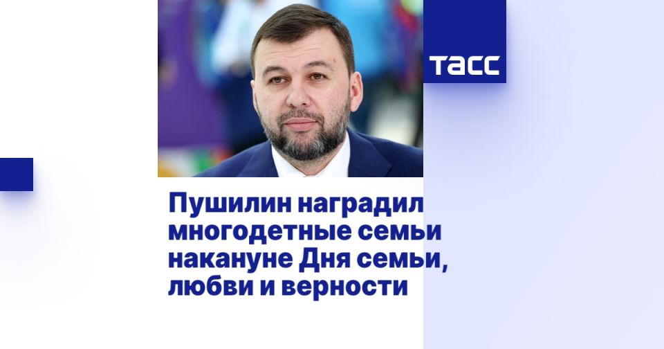Пушилин наградил многодетные семьи накануне Дня семьи, любви и верности