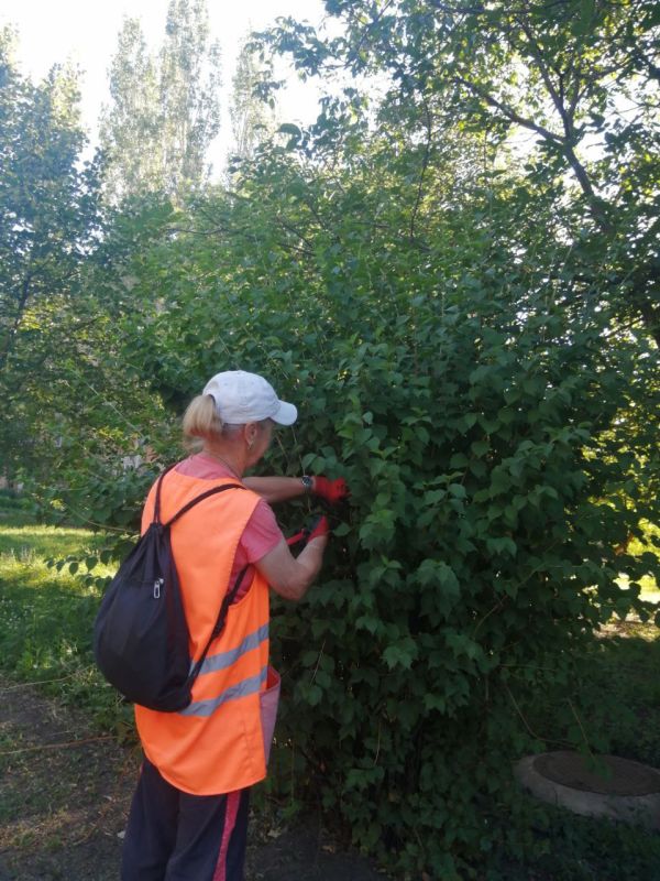 Коммунальщики Снежного продолжают благоустраивать территории общего пользования