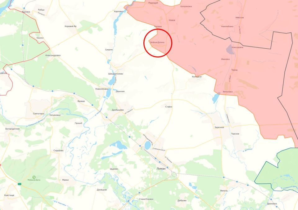 Минобороны России заявило об освобождении населённого пункта Зелёная Долина в ДНР на Лиманском направлении