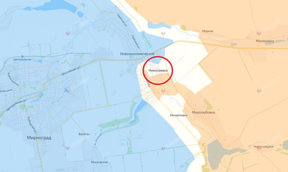 Министерство обороны России сообщило, что в результате наступательных действий подразделения группировки войск «Центр» освободили населенный пункт Николаевка в ДНР