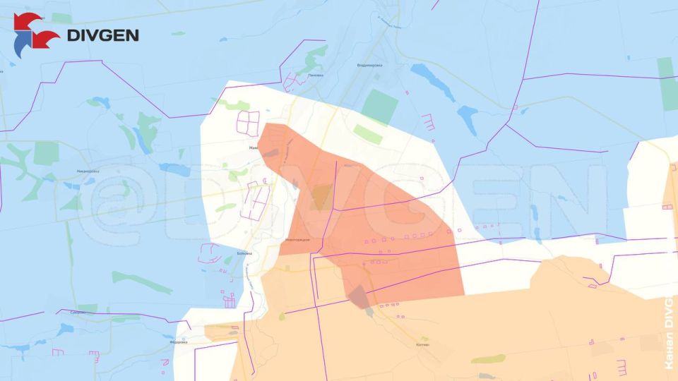 Изменения линии фронта за сутки нанёс на карту канал "DivGen: