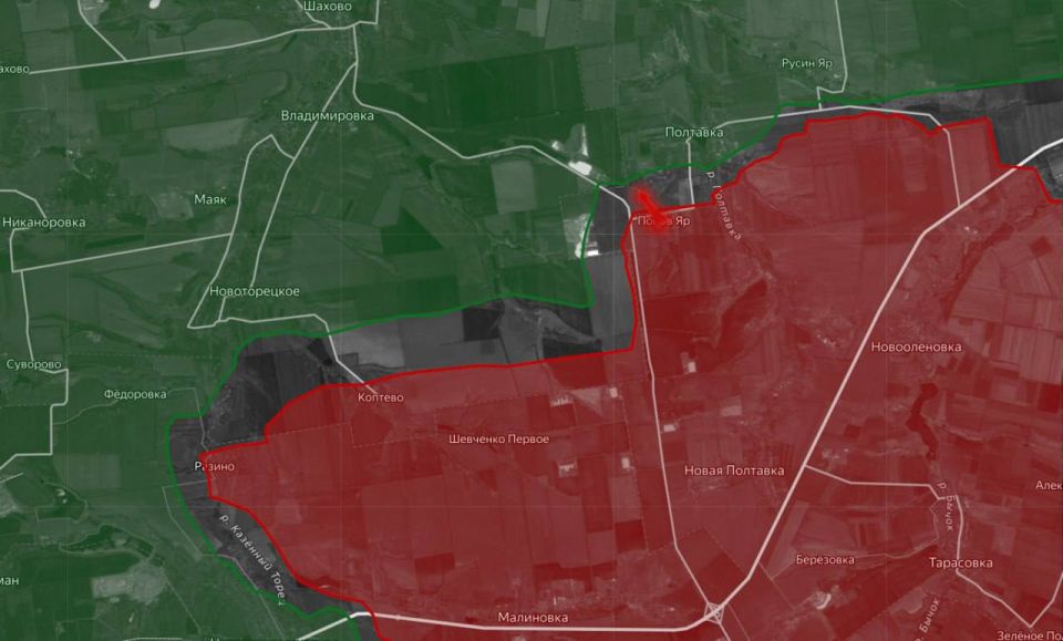 «На Торецком направлении ВС РФ фактически захватили населенный пункт Попов Яр. Украинские войска отошли на более удобные позиции, так как находится в селе стало опасно — под натиском FPV-дронов и артиллерии ВС РФ укрытий там...