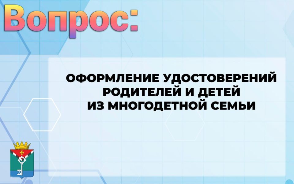 Александр Петрикин: Оформление удостоверений родителей и детей из многодетной семьи