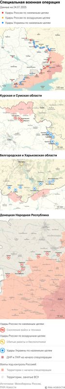 Карта спецоперации Вооруженных сил России на Украине на 24.07.2025