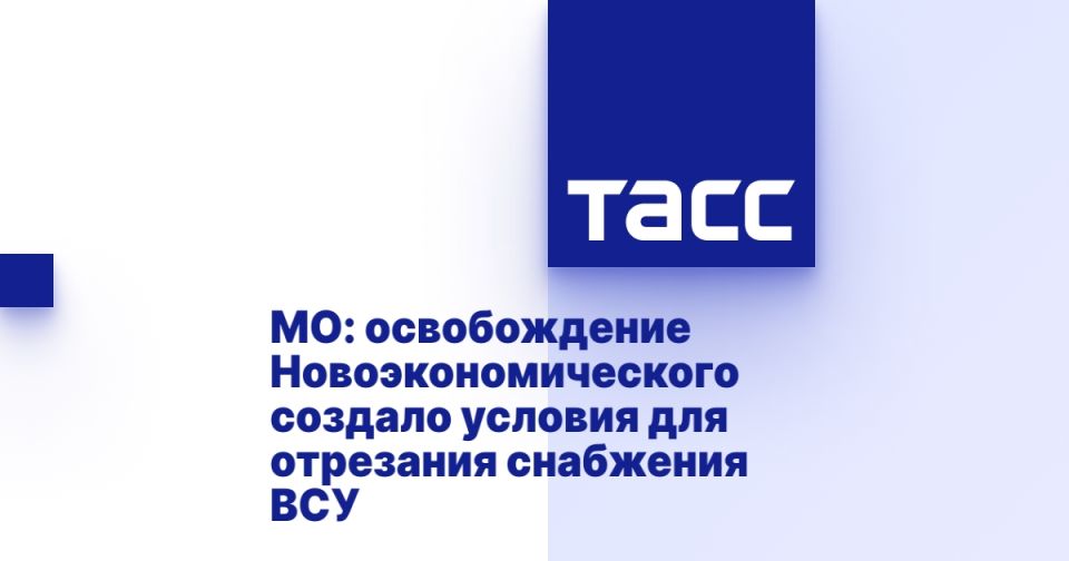 МО: освобождение Новоэкономического создало условия для отрезания снабжения ВСУ