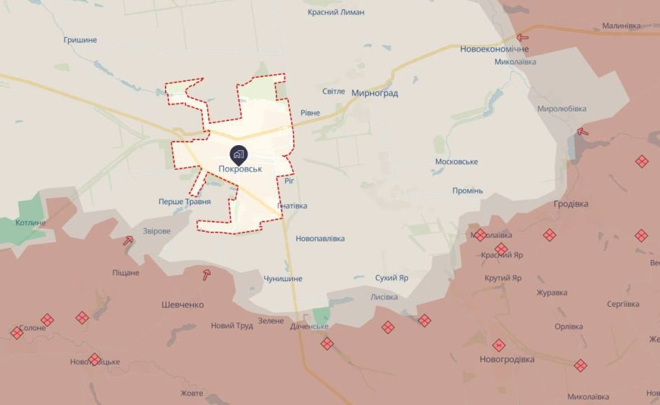 «Покровск. ВС РФ имеют успех на рубеже между Никаноровкой и Владимировкой, передовые подразделения российской армии продвинулись вперед и перерезали дорогу между Новошаховым и Шаховым, что позволяет глубже отрезать...
