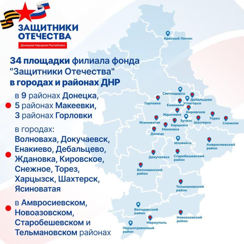 Игорь Лызов: Филиал фонда «Защитники Отечества» информирует о режиме работы 34 площадок в ДНР