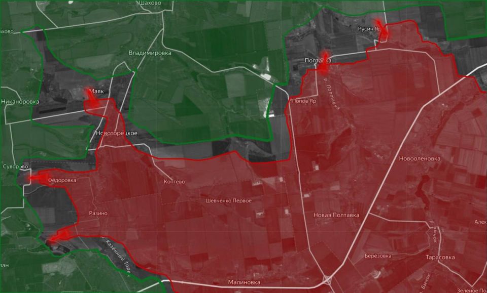 «На Торецком направлении ВС РФ продвигаются в районе н.п. Полтавка и пытаются зайти в Русин Яр