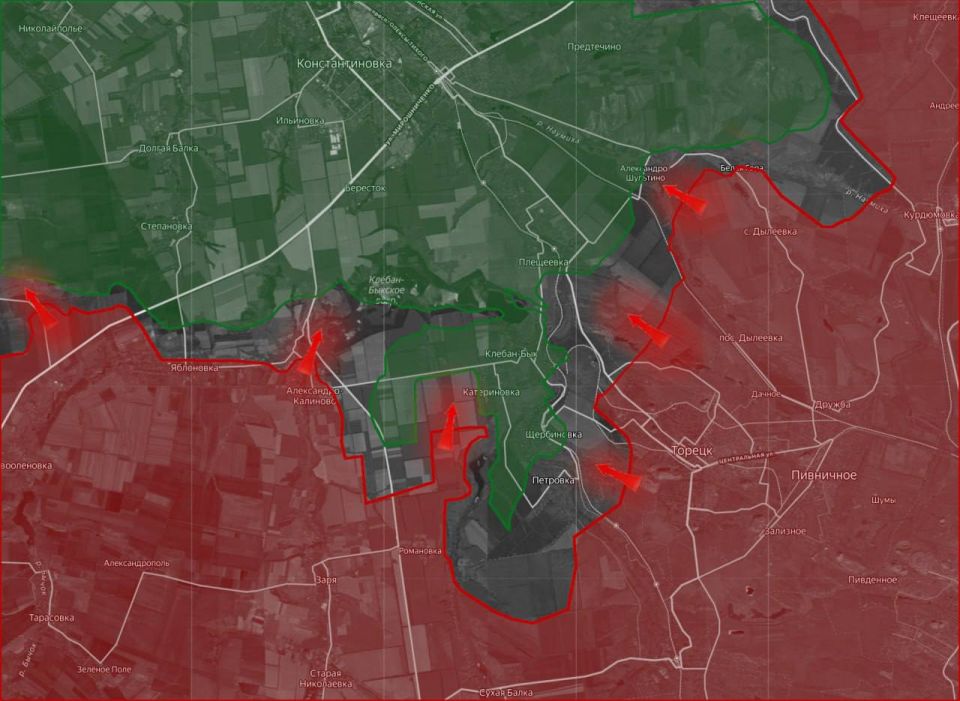 «На Торецком направлении севернее Александро-Калиново ВС РФ действуют малыми штурмовыми группами, пытаясь прощупывать фланги
