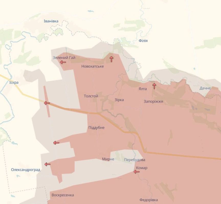 «ВС РФ взяли под контроль н.п. Новохатское и Толстой, а также продвинулся вблизи Верхнекаменского, Новоспасского, Никаноровки, в Воскресенке, Зеленой Роще и Торецке»