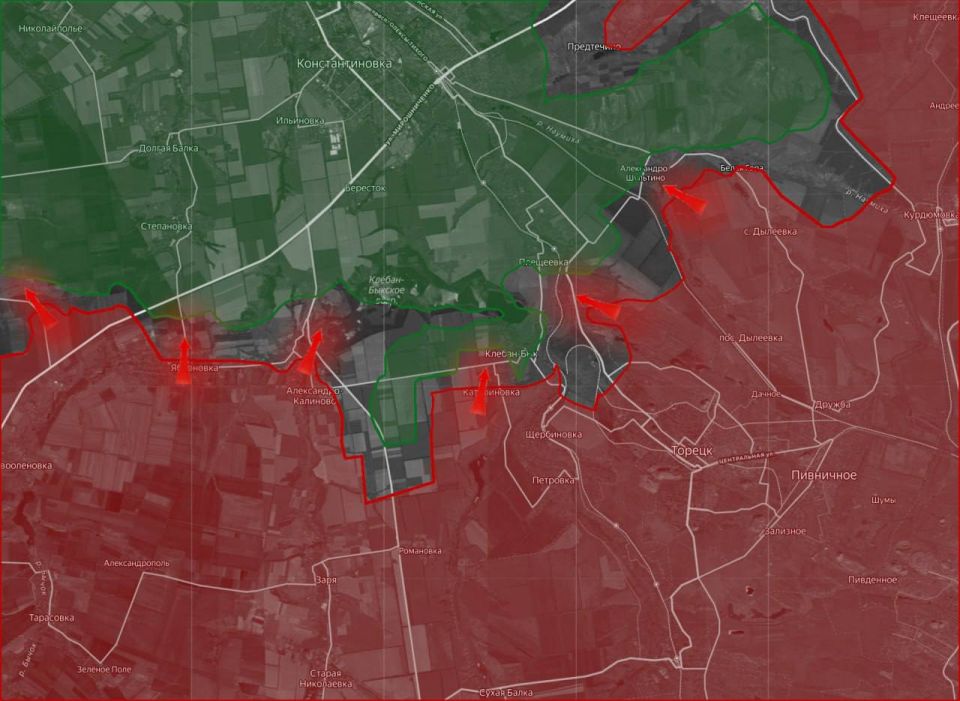 «На Торецком направлении российские войска продвинулись западнее Полтавки и частично закрепились на господствующих высотах возле карьера
