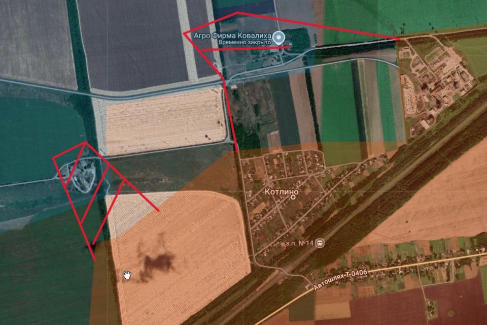 О продвижении ВС РФ "лучами" в районе н.п. Котлино на Покровском (Красноармейском) направлении сообщает ТГ-канал "Шёпот фронта"