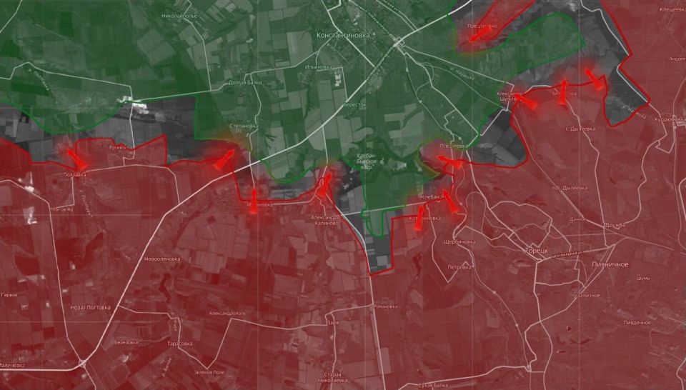 «На Торецком направлении идут бои у Катериновки, Щербиновки, в районе Александро-Шультино, а также севернее посёлка Дылеевка