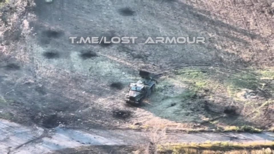 Уничтожение FPV-дроном � СЗО БМ-21 «Град» ВСУ в районе села Золотой Колодезь на Покровском направлении