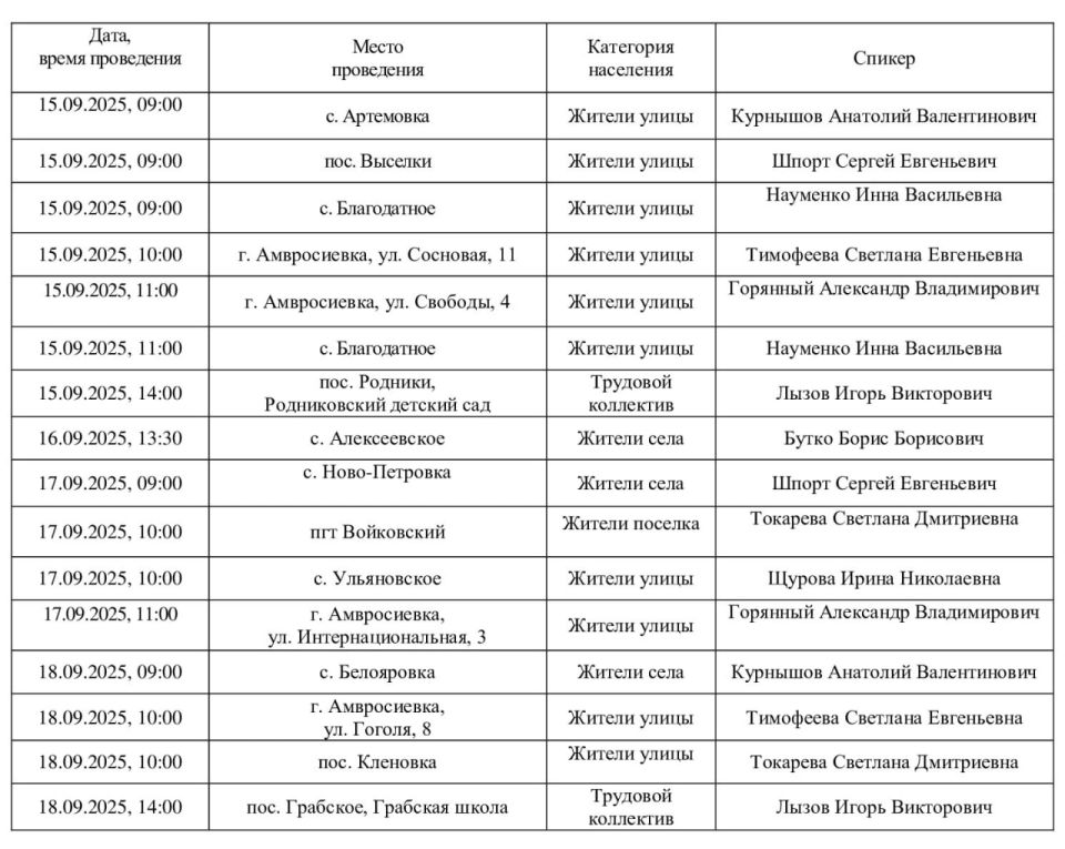Информация для жителей Амвросиевского муниципального округа