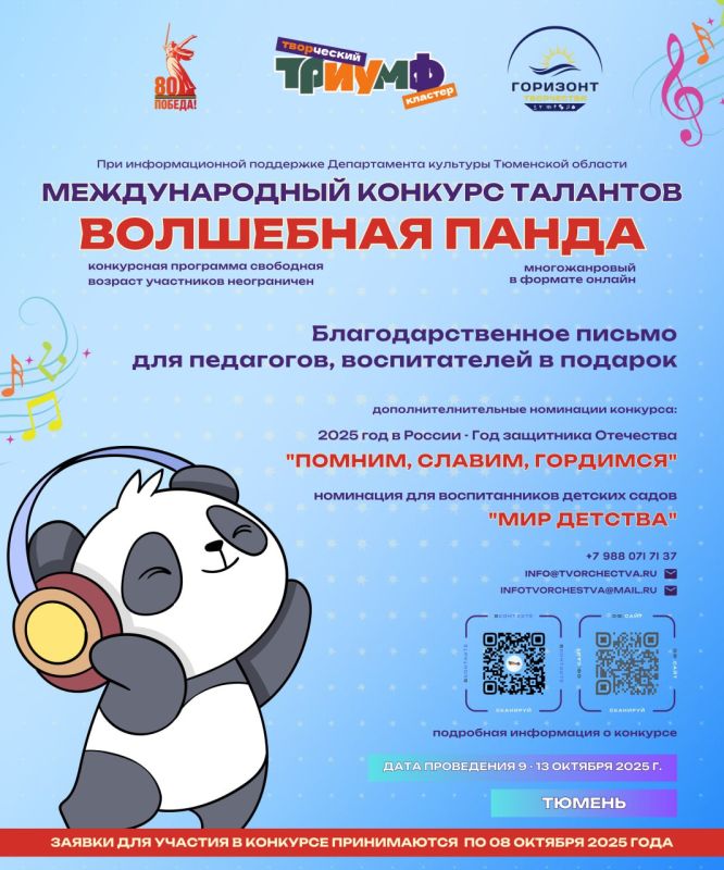 Открыт приём заявок на участие в Международном конкурсе талантов «Волшебная Панда»