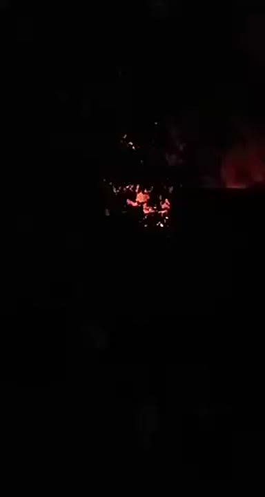 Пожар на месте прилёта Герани в Славянске