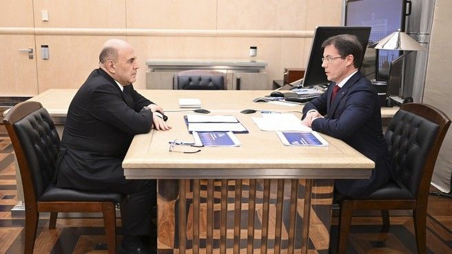 Встреча Михаила Мишустина с руководителем автономной некоммерческой организации «Российская система качества» Максимом Протасовым