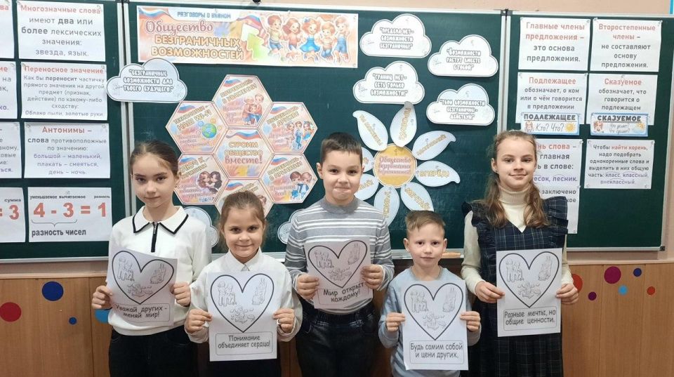 Разговоры о важном. 5 ноября в школах Шахтерского округа прошли занятия проекта «Разговоры о важном» по теме «Общество безграничных возможностей»