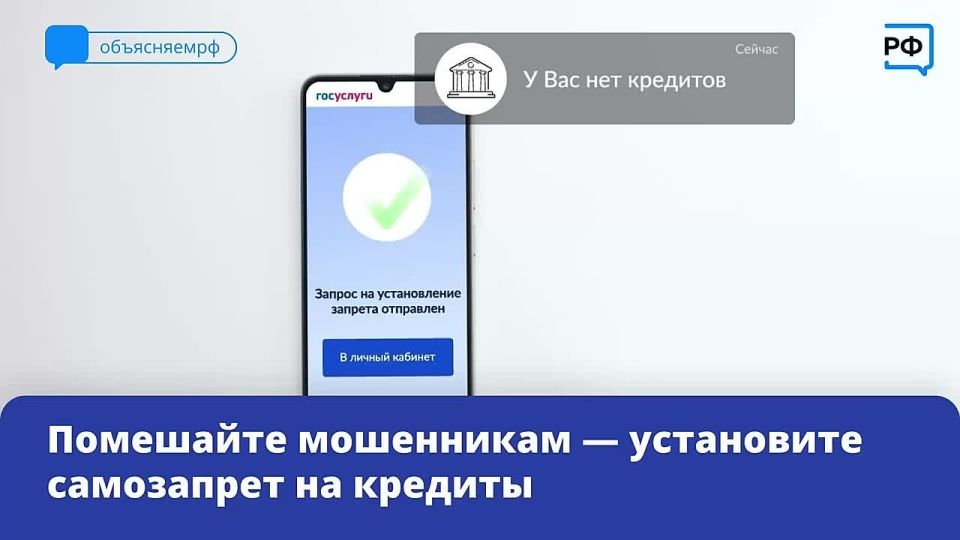 Установить самозапрет на кредиты можно на Госуслугах, тогда мошенники не смогут оформить заем от вашего имени