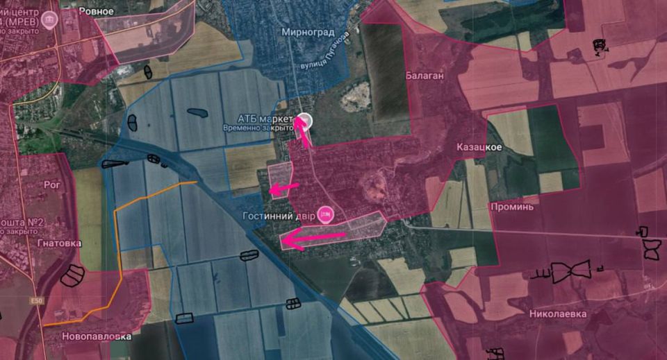 Мирноград. Наши бойцы продолжают продвигаться в южной части города в сторону железной дороги, а также на север по улице Соборной