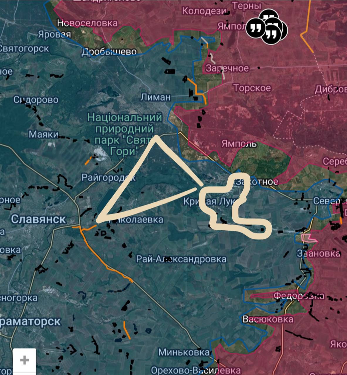 Славянское направление. Идут бои в треугольнике от Славянска до Диброва и Закотного